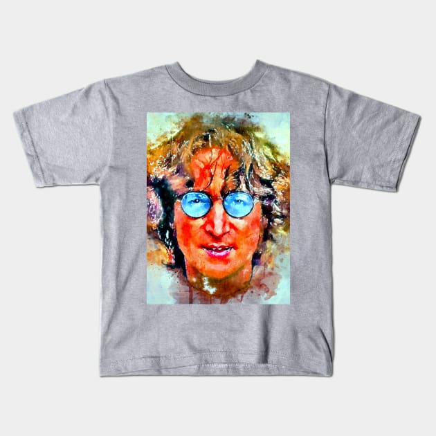 Watercolor Lennon Kids T-Shirt by danieljanda